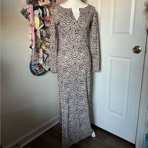 Swim with MI Leopard Print Long Sleeve Maxi Dress XS